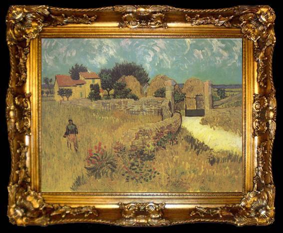 framed  Vincent Van Gogh Farmhous in Provence (nn04), ta009-2